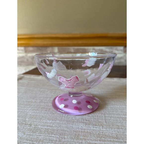 Hand Painted Lolita "Ballerina Swirl" Ice Cream Bowl Dish Pink - Picture 1 of 12